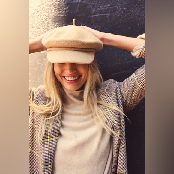 New! Free People Phoebe Slouchy Lieutenant Cap. Os. Color: Camel